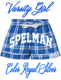 VARSITY GIRL - FLANNEL SHORTS - DORM LOUNGEWEAR